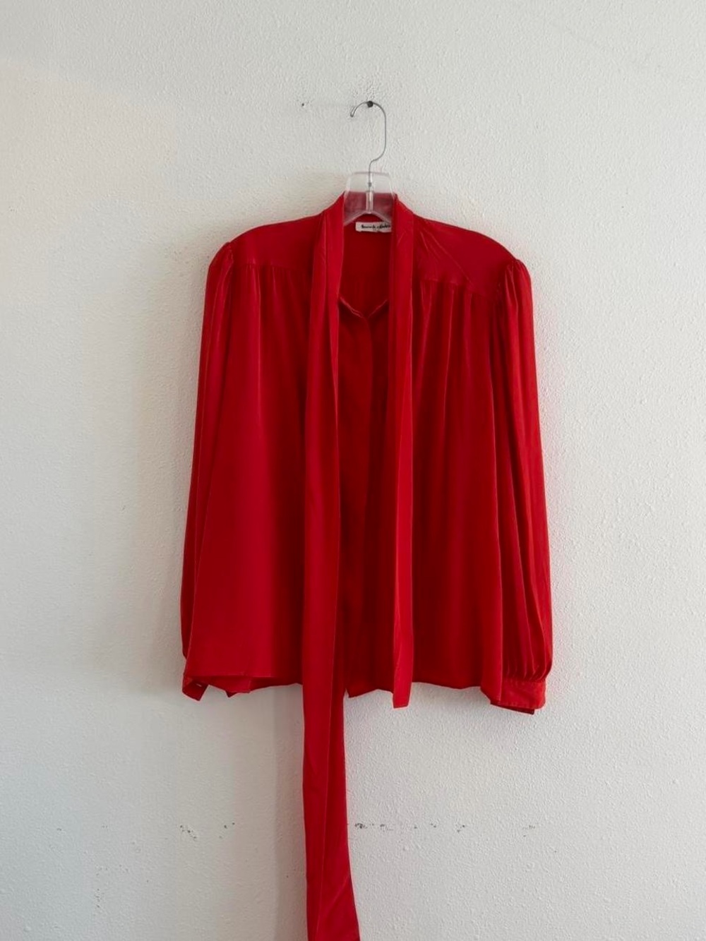 Franck Olivier red silk blouse with red tie detail